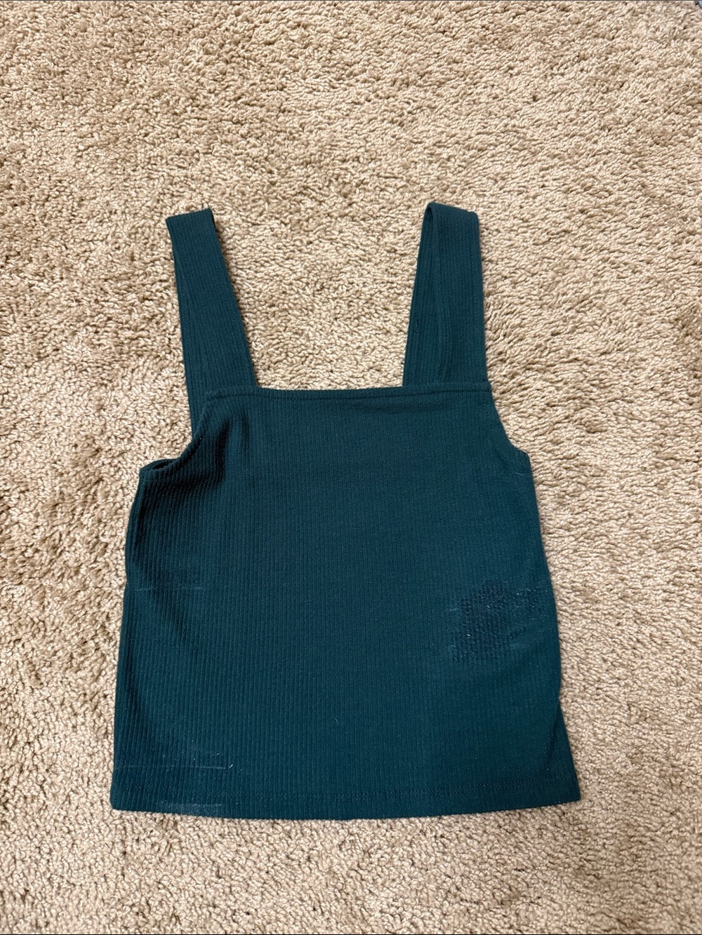 American Eagle Outfitters Ribbed Square-Neck Tank Top - Teal Green